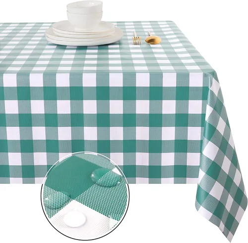 Vista 19 de Obstal Mantel 100% impermeable de PVC, mantel rectangular de vinilo a prueba de aceite y derrames, cubierta de mesa lavable para uso en exteriores e