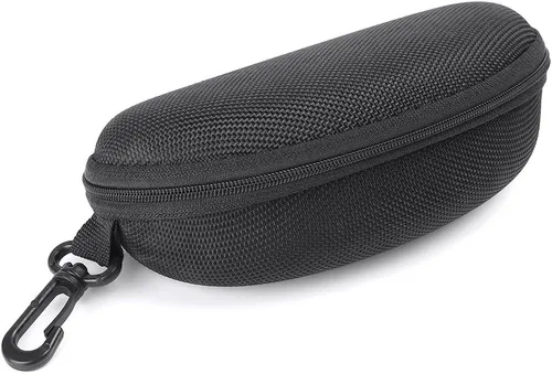 Vista 2 de Estuche negro para lentes de sol, para hombres y mujeres, estuche de almacenamiento para gafas de seguridad con clip, estuche duro para lentes