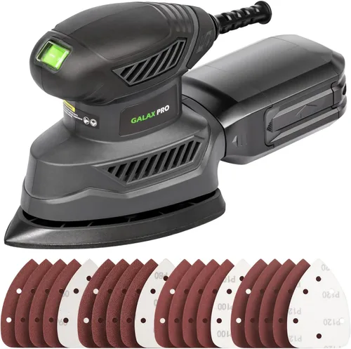 Vista 11 de GALAX PRO Lijadora de Hojas 250W 2-en-1/Lijadora de Detalles, 6000-12000 RPM Lijadora Multifunción de 6 Velocidades Variables con Caja de Polvo