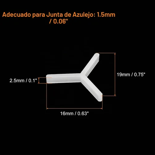 Vista 2 de uxcell 200 piezas de baldosas de pared de plástico tipo Y, espaciadores de baldosas hexagonales de 0.059 in, 1/16 pulgadas, espaciadores de azulejos