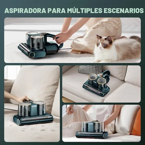 Vista 7 de CFBF Aspirador de cama de colchón con succión de 16Kpa y luz UV-C de Cian Oscuro