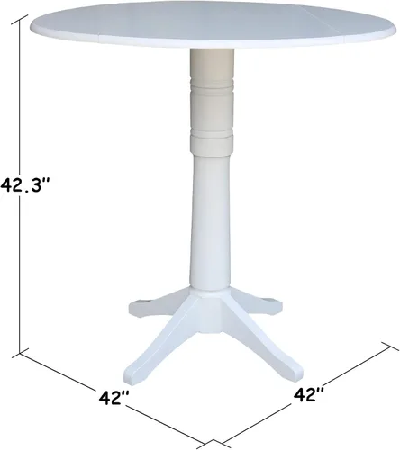Vista 6 de International Concepts - Taburetes redondos con pedestal de 42 pulgadas, 2 alturas de bar, color blanco