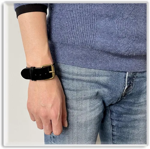 Vista 6 de Xusamss Pulsera de cuero ajustable con hebilla de cinturón punk rock