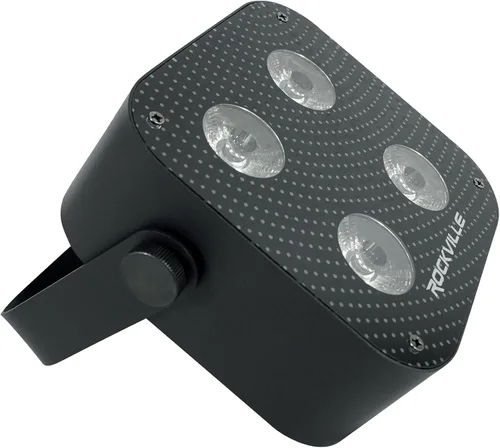 Vista 3 de Rockville Mini RF4 Black Par - Luz de lavado, recargable, 4 x 12 W, incluye control remoto, RGBWA+LED UV, batería de hasta 22 horas, perfecta