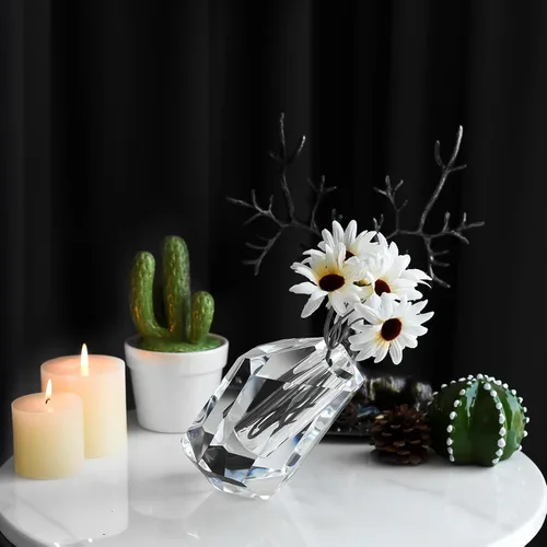 Vista 6 de Los jarrones de cristal se pueden inclinar, sala de estar, decoración de centros de mesa de comedor, botella de aroma (3.5 x 5.9 pulgadas)