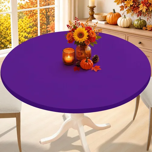 Vista 17 de Smiry - Mantel redondo de elastano, manteles ajustados lavables elásticos para mesas de 36 a 44 pulgadas, cubierta de mesa de picnic elástica