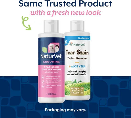 Vista 2 de NaturVet Removedor tópico de manchas de lágrimas más aloe – 4 onzas Elimina las manchas antiestéticas de lágrimas y saliva Fórmula suave a base
