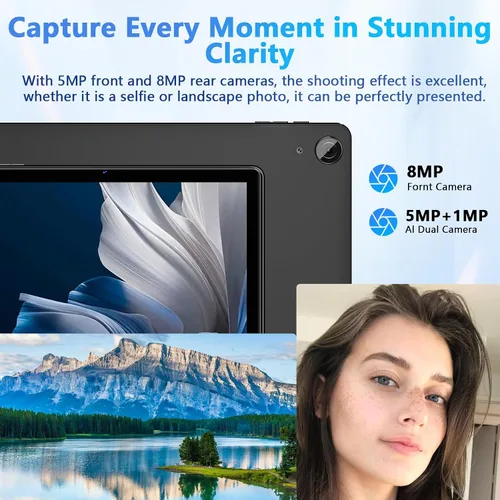 Vista 4 de Tablet de 10 Pulgadas, Tabletas Android 15 con 18 GB RAM+128 GB ROM (Expandible a 1 TB), Pantalla IPS HD de 1280 * 800 Octa Core, Batería de 6000