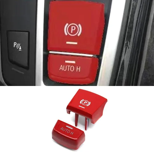 Vista 11 de Interruptor de estacionamiento electrónico negro para freno de mano P cubierta de botón de repuesto automático de botón H compatible con BMW 5 7 X3