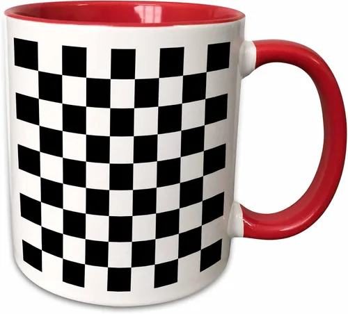 Vista 9 de 3dRose Patrón de cuadros en blanco y negro: tablero de ajedrez a cuadros cuadros o bandera de carreras de coches de carreras de 11 oz taza negra