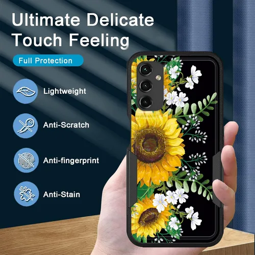 Vista 139 de Funda para Galaxy A14 5G, resistente de doble capa híbrida de policarbonato duro, goma suave, a prueba de golpes, funda protectora resistente