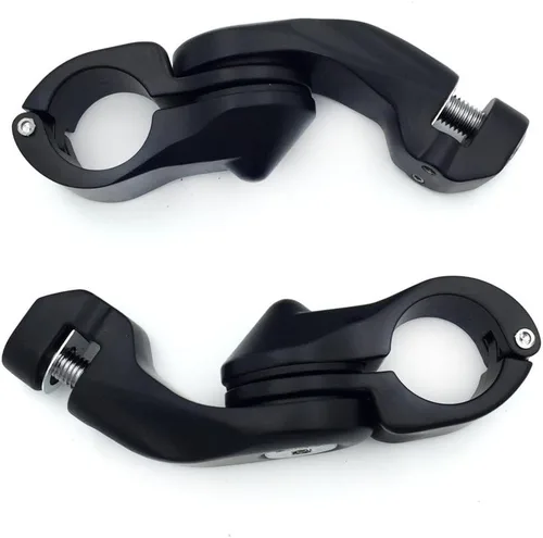 Vista 3 de HK MOTO - Kit 111 - Kit de montaje de clavijas de pie ajustable en ángulo corto negro de 2.5 pulgadas para protector de motor de 1.25
