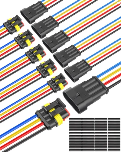 Vista 10 de NAOEVO Conector de 2 pines impermeable, conectores de 2 cables calibre 16 AWG, conectores eléctricos automotrices macho y hembra Way con tubo