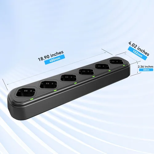 Vista 2 de SAMCOM Radios bidireccionales FPCN10A de largo alcance (FPCN10A cargador múltiple) Individual 6 Charging Dock,LED Indicators, AC/DC Adapter