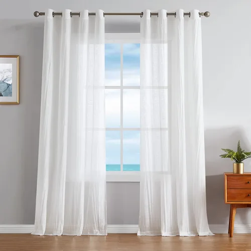Vista 12 de Nautica - Cordelia - Cortina transparente aplastada Cortinas para ventana Cortinas ligeras Juego de 2 paneles Transparente Cabecera