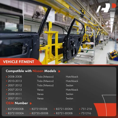 Vista 3 de A-Premium Elevalunas eléctrico con motor compatible con Tiida (México) Versa 2007-2013 lado trasero del conductor
