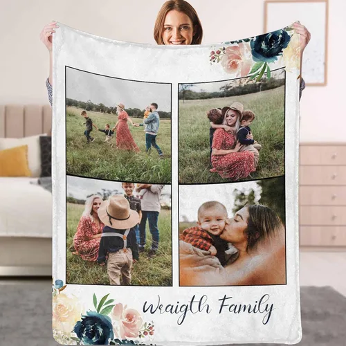 Vista 9 de YESCUSTOM Manta personalizada de collage de fotos para mejor amiga o mejor amiga, mantas con imagen personalizada con texto en inglés "To My