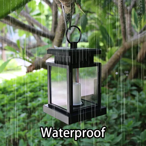 Vista 6 de Farol colgante solar LED alimentado por energía solar, impermeable, para exteriores, decoración de velas decorativas para jardín, patio, paisaje