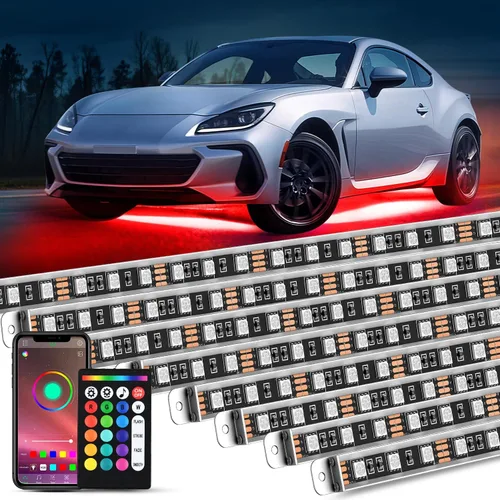 Vista 14 de Nilight 4 Piezas Tiras de Luces de Acento de Neón Underglow de Aluminio 396 LEDs Color de Ensueño Asistencia de Puerta Función Activa de Sonido
