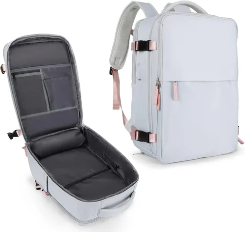 Vista 17 de coowoz Mochila de mano para mujeres y hombres, mochila de viaje aprobada por aerolíneas, mochila deportiva para laptop, A- Beige, Compacto