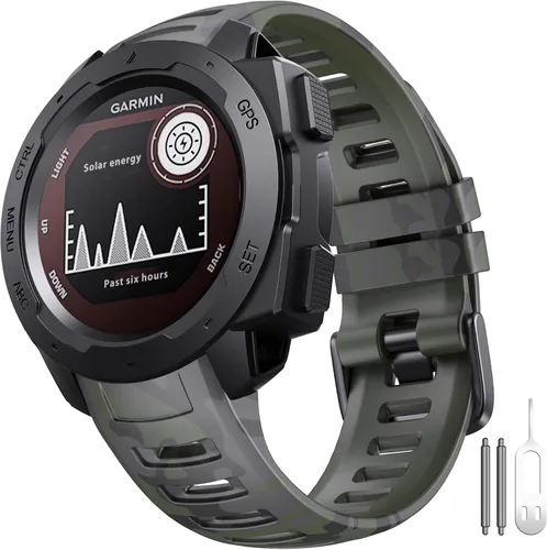 Vista 16 de NotoCity Correa de repuesto para Garmin Instinct, silicona suave, compatible con Garmin Instinct 2/Solar/Tactical(verde militar)