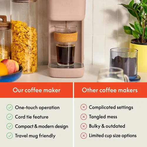 Vista 4 de BELLA Cafetera individual, para cápsulas K-Cup y café molido, bandeja de goteo ajustable y removible, apagado automático y accesorios aptos