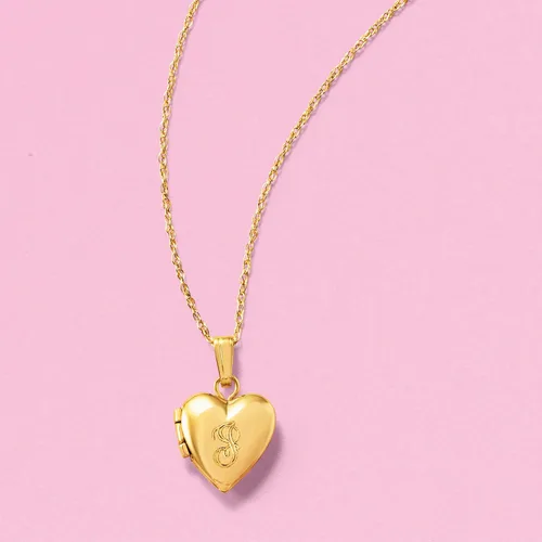Vista 3 de Ross-Simons Collar con medallón de corazón personalizado de oro amarillo de 14 quilates para bebé, Oro, no conocido