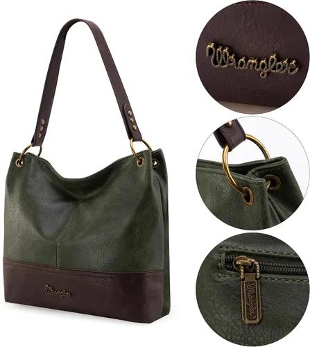 Vista 60 de Wrangler Hobo - Bolsas para mujer de cuero vegano con asa superior, bolsos de hombro y bolsos