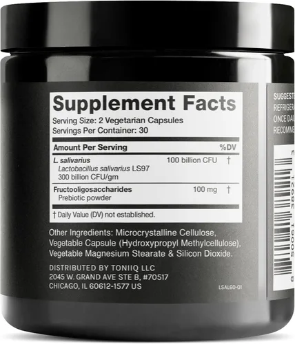 Vista 2 de Toniiq 100 mil millones de UFC Lactobacillus Salivarius Probiótico Recuento de UFC verificado más alto – Probado en laboratorio de terceros