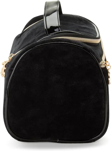 Vista 5 de Juicy Couture Bolsa de Maquillaje Organizador de Cosméticos Esenciales de Viaje Colgante Duffel de Velor con Rinstones, Negro