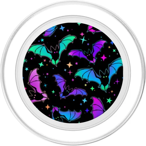 Vista 2 de Patrón gótico de murciélago de Halloween, regalo para amantes de los murciélagos espeluznantes, en negro PopSockets MagSafe PopGrip para iPhone