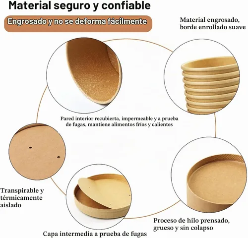 Vista 3 de Recipientes de papel para sopa con tapa, paquete de 75 vasos