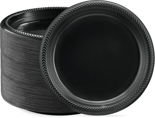 Vista 21 de PLASTICPRO 100 cuencos de plástico negros ligeros de 5 onzas, cuencos pequeños de plástico para sopa, platos negros para ensalada y postre