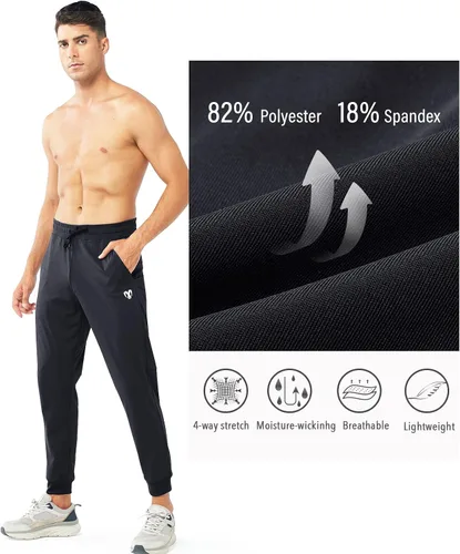 Vista 5 de MYTREKALLY Mens Jogger Pants with Zipper Pockets Golf Pant Workout Gym Pants Jogging Pant for Men Athletic Training Track