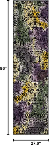 Vista 2 de SAFAVIEH Watercolor Collection - Alfombra para pasillo, 2.3 x 8 pies, amarillo claro y verde, diseño abstracto bohemio moderno, no desprende pelusa
