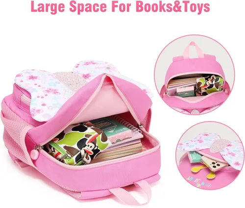 Vista 4 de SUN EIGHT Mochila infantil para niñas y niños, linda mochila escolar de dibujos animados en 3D para bebés, niños y niñas de 1 a 5 años, Mariposa