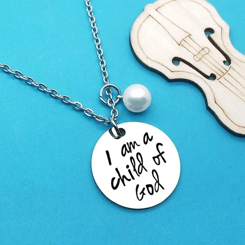 Vista 4 de Regalos de ahijada para mujeres y niñas, collar con texto en inglés "I am a Child of GodGod", regalos de bautismo para ahijados, joyería religiosa