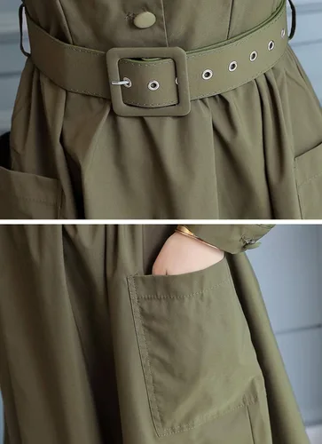 Vista 6 de chouyatou Vestido camisero elegante para mujer con cinturón y acampanado