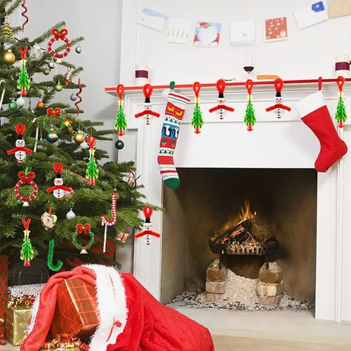 Vista 6 de AouEtnay - 36 piezas de kits de adornos navideños con cuentas para manualidades navideñas para niños y adultos, cuentas navideñas DIY con tres