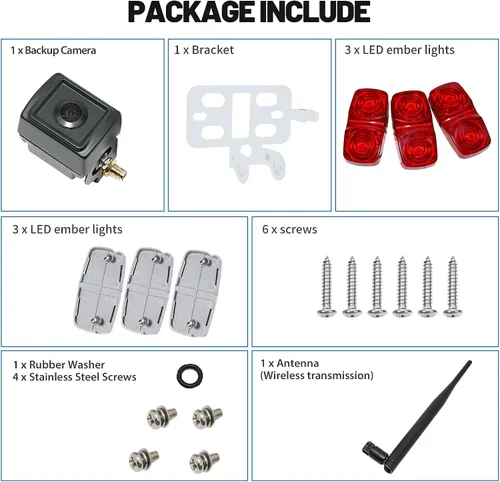Vista 6 de EWAY Cámara inalámbrica de respaldo para remolque RV con marcador de camión RV con espacio de luz roja para iPhone, iPad, Android, iOS, teléfono
