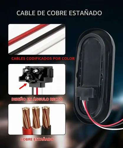 Vista 4 de Enchufe de luz de remolque de camión de 3 cables, arnés de coleta moldeado de 3 clavijas para luces de parada, giro y cola, luz redonda ovalada