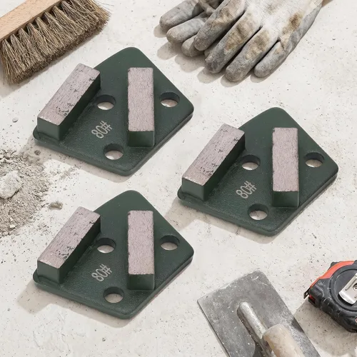 Vista 4 de Estink 3 piezas Trapezoidal de pulido de pisos de hormigón trapezoidal, grano 80 2 dientes largos, compatible con amoladoras de piso y amoladoras