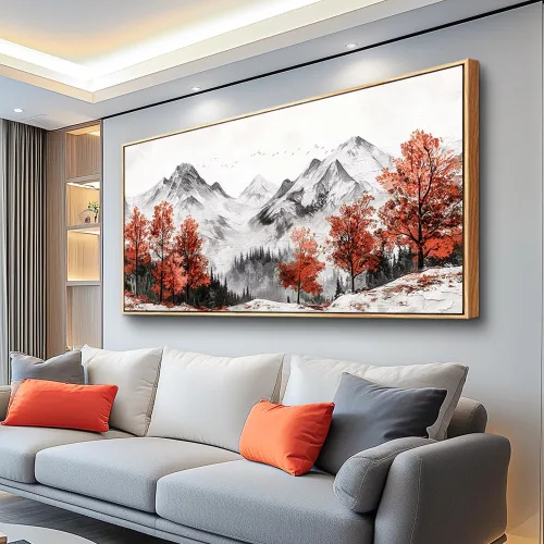 Vista 17 de PHAOHUAXM Pintura abstracta de paisaje de tinta pintura de arte de pared moderna impresión en lienzo natural paisaje arte imágenes de sala de estar