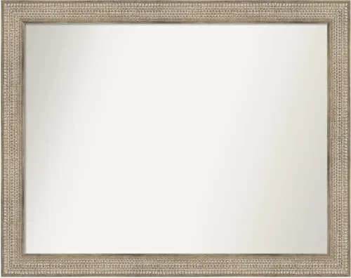 Vista 275 de Amanti Art Espejo de baño plateado para sobre fregadero, 26 x 26 pulgadas, espejo cuadrado de níquel pulido, marco de madera tradicional mediano, se