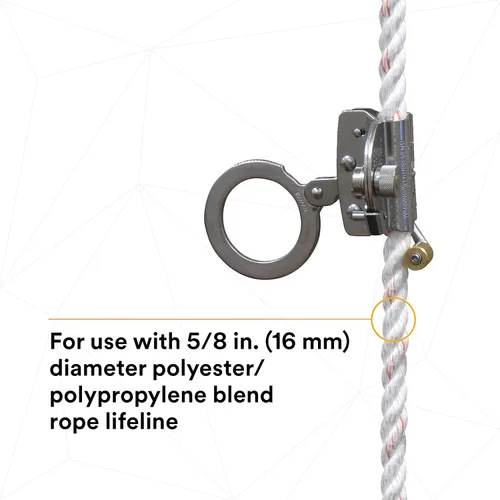 Vista 5 de 3M Protecta 5000003 - Agarradera para cuerda de poliéster y polipropileno de 5/8 pulgadas, color plateado