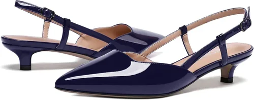 Vista 6 de WAYDERNS Zapatos de tacón bajo con correa de tobillo y puntera puntiaguda para mujer, 1.5 pulgadas