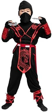 Vista 3 de Spooktacular Creations Conjunto de disfraz de dragón ninja para niños, fiesta de disfraces de Halloween