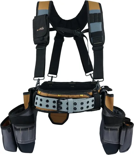 Vista 13 de MELOTOUGH Pro Framer's Sistema Combinado Delantal Bolsa de Herramientas Cinturón de Herramientas con Tirantes Constructor Resistente Carpintero
