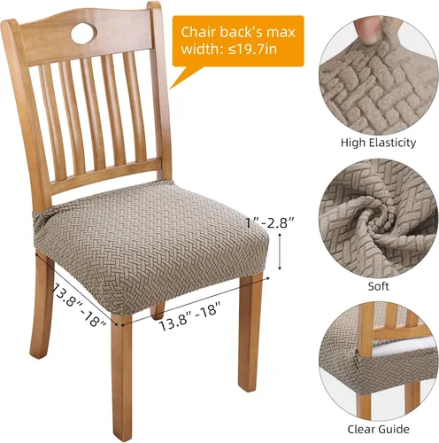 Vista 3 de Fuloon Fundas de Asiento de Silla Elásticas Impermeables 4 PCS, Fundas de Silla de Comedor Removibles Lavables Fundas Deslizables de Cojín