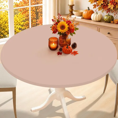 Vista 19 de Smiry - Mantel redondo de elastano, manteles ajustados lavables elásticos para mesas de 36 a 44 pulgadas, cubierta de mesa de picnic elástica